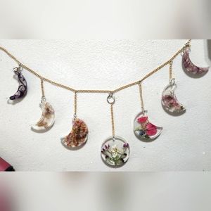Pressed flowers moon phases sun catcher